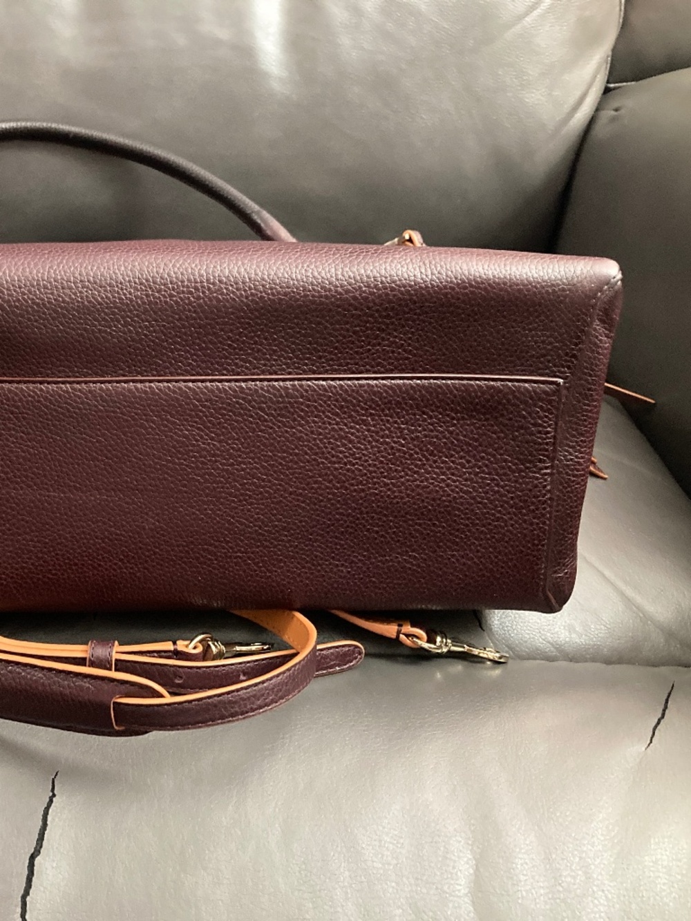 Coach Burgundy and Tan Leather Crossbody Satchel - Picture 12 of 14